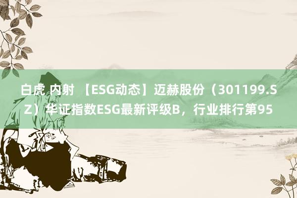 白虎 内射 【ESG动态】迈赫股份（301199.SZ）华证指数ESG最新评级B，行业排行第95