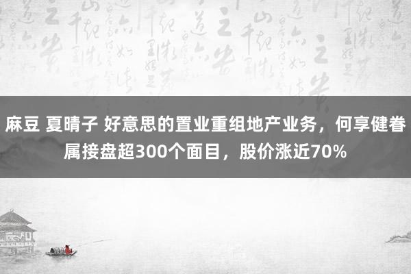 麻豆 夏晴子 好意思的置业重组地产业务，何享健眷属接盘超300个面目，股价涨近70%