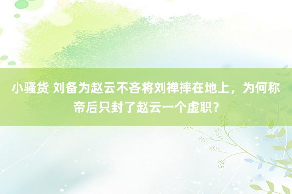 小骚货 刘备为赵云不吝将刘禅摔在地上，为何称帝后只封了赵云一个虚职？