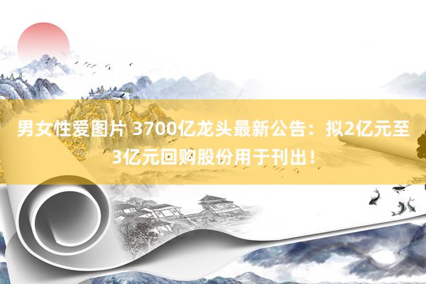 男女性爱图片 3700亿龙头最新公告：拟2亿元至3亿元回购股份用于刊出！