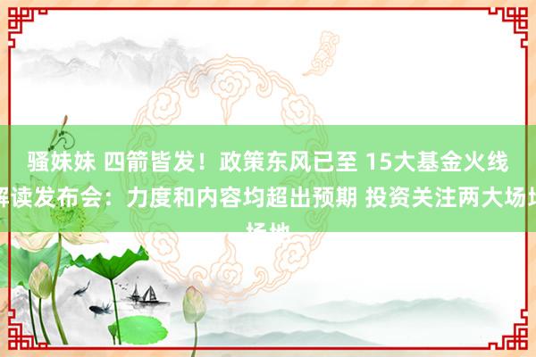 骚妹妹 四箭皆发！政策东风已至 15大基金火线解读发布会：力度和内容均超出预期 投资关注两大场地