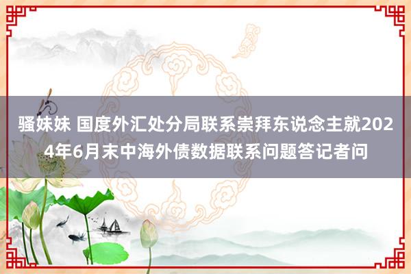 骚妹妹 国度外汇处分局联系崇拜东说念主就2024年6月末中海外债数据联系问题答记者问