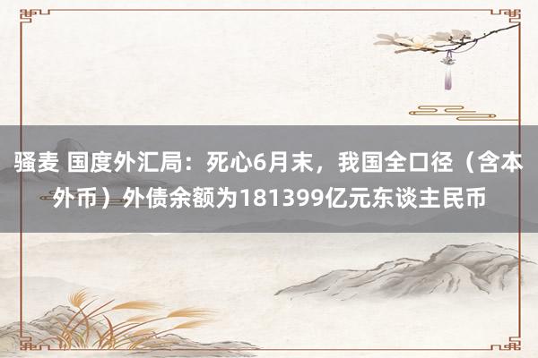 骚麦 国度外汇局：死心6月末，我国全口径（含本外币）外债余额为181399亿元东谈主民币