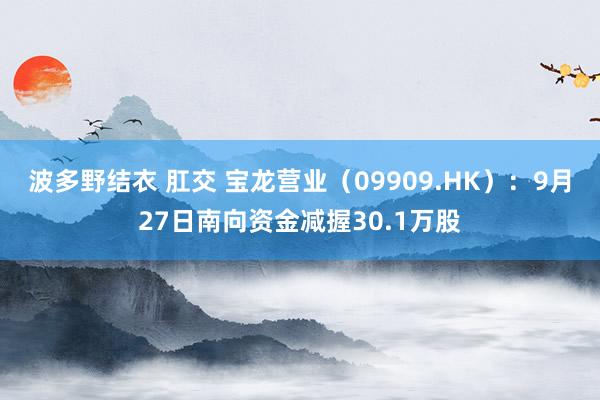 波多野结衣 肛交 宝龙营业（09909.HK）：9月27日南向资金减握30.1万股