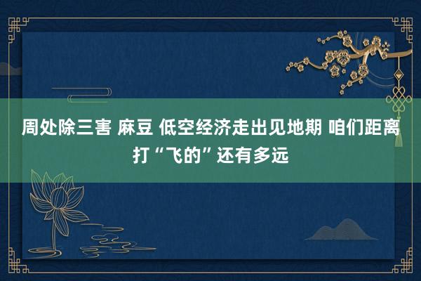 周处除三害 麻豆 低空经济走出见地期 咱们距离打“飞的”还有多远