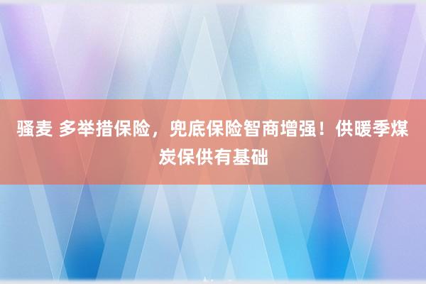 骚麦 多举措保险，兜底保险智商增强！供暖季煤炭保供有基础