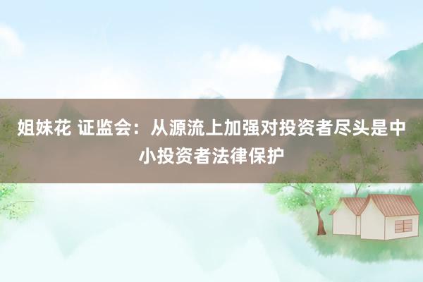 姐妹花 证监会：从源流上加强对投资者尽头是中小投资者法律保护