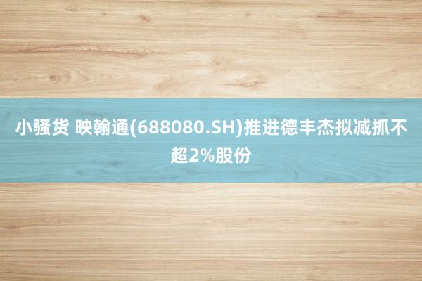 小骚货 映翰通(688080.SH)推进德丰杰拟减抓不超2%股份