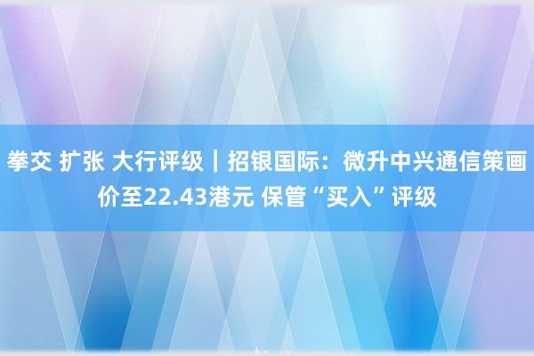 拳交 扩张 大行评级｜招银国际：微升中兴通信策画价至22.43港元 保管“买入”评级