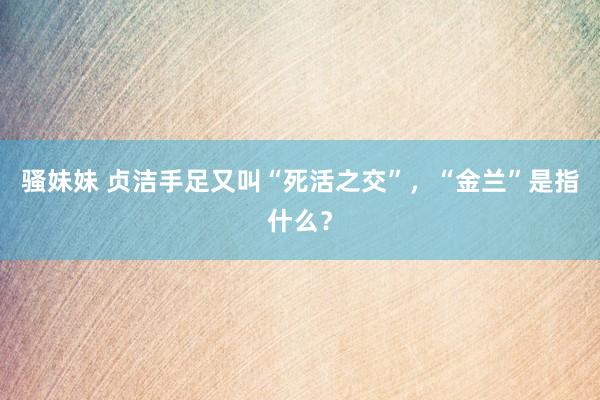 骚妹妹 贞洁手足又叫“死活之交”，“金兰”是指什么？