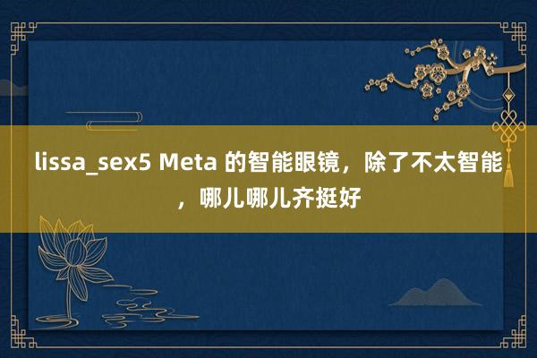 lissa_sex5 Meta 的智能眼镜，除了不太智能，哪儿哪儿齐挺好