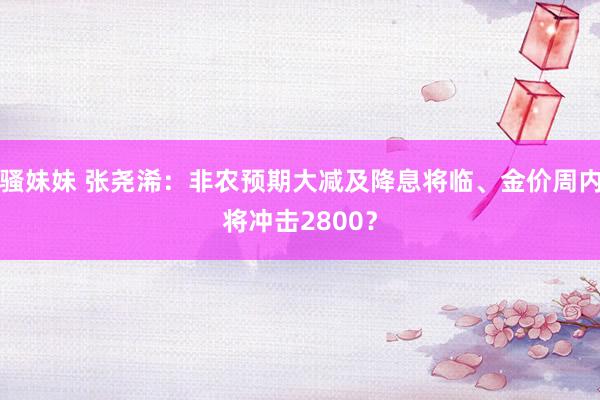 骚妹妹 张尧浠：非农预期大减及降息将临、金价周内将冲击2800？