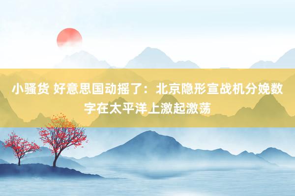 小骚货 好意思国动摇了：北京隐形宣战机分娩数字在太平洋上激起激荡