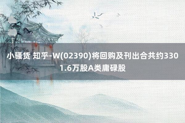 小骚货 知乎-W(02390)将回购及刊出合共约3301.6万股A类庸碌股