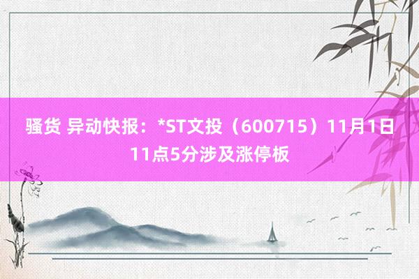 骚货 异动快报：*ST文投（600715）11月1日11点5分涉及涨停板