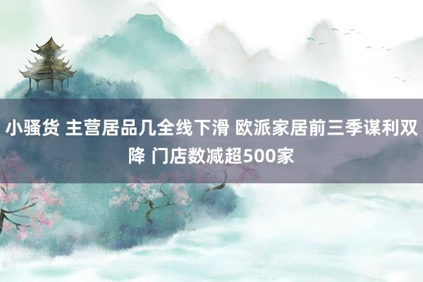 小骚货 主营居品几全线下滑 欧派家居前三季谋利双降 门店数减超500家