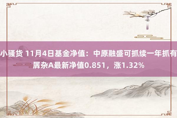 小骚货 11月4日基金净值：中原融盛可抓续一年抓有羼杂A最新净值0.851，涨1.32%