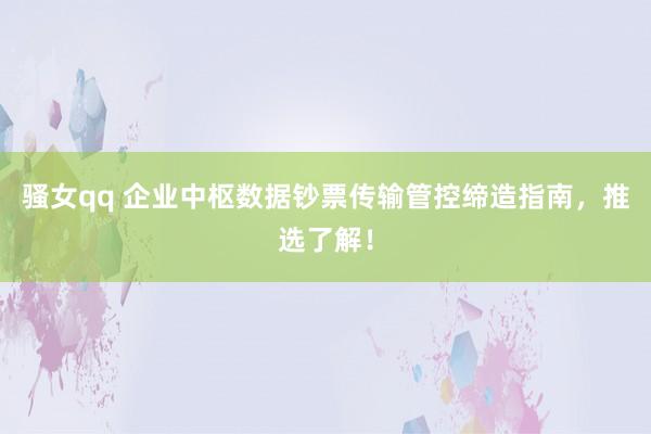 骚女qq 企业中枢数据钞票传输管控缔造指南，推选了解！