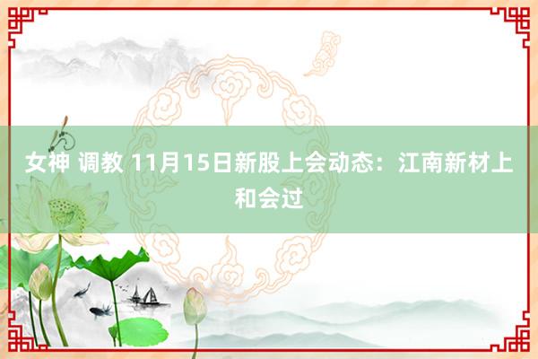 女神 调教 11月15日新股上会动态：江南新材上和会过