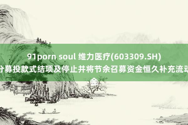 91porn soul 维力医疗(603309.SH)：部分募投款式结项及停止并将节余召募资金恒久补充流动资金