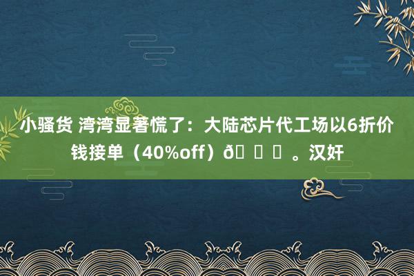 小骚货 湾湾显著慌了：大陆芯片代工场以6折价钱接单（40%off）😂。汉奸