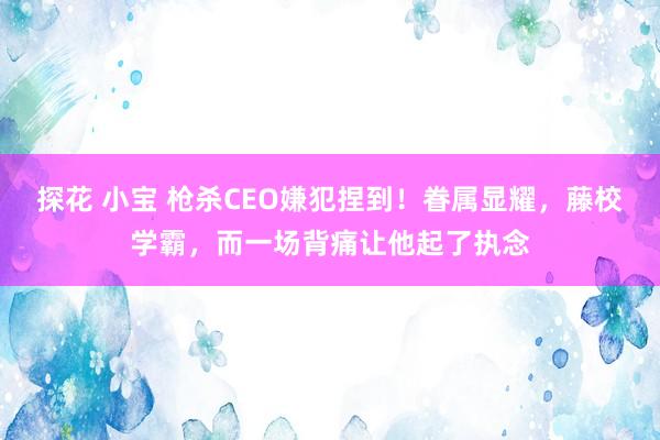 探花 小宝 枪杀CEO嫌犯捏到！眷属显耀，藤校学霸，而一场背痛让他起了执念