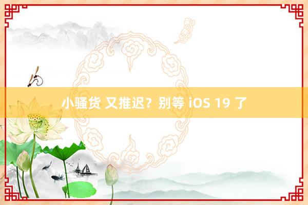 小骚货 又推迟？别等 iOS 19 了