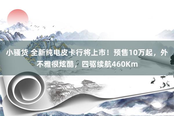 小骚货 全新纯电皮卡行将上市！预售10万起，外不雅很炫酷，四驱续航460Km