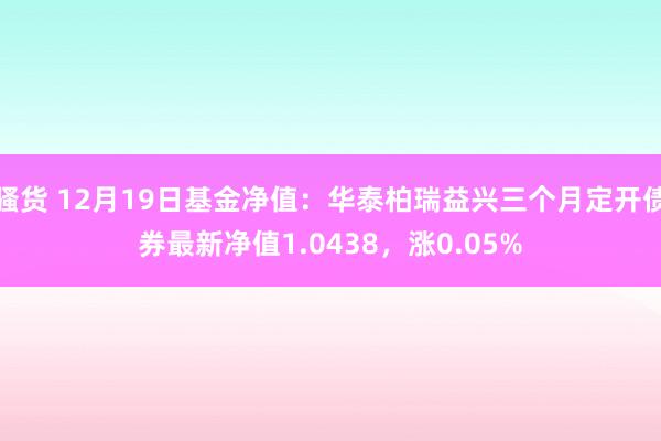 骚货 12月19日基金净值：华泰柏瑞益兴三个月定开债券最新净值1.0438，涨0.05%