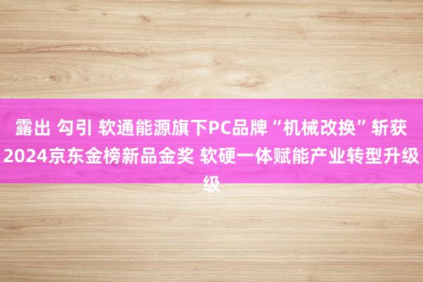 露出 勾引 软通能源旗下PC品牌“机械改换”斩获2024京东金榜新品金奖 软硬一体赋能产业转型升级