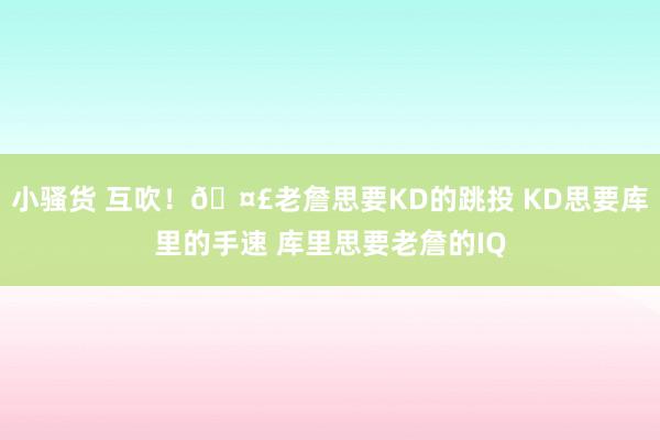 小骚货 互吹！🤣老詹思要KD的跳投 KD思要库里的手速 库里思要老詹的IQ