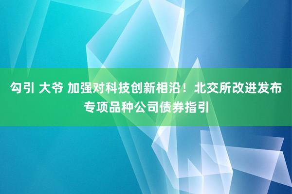 勾引 大爷 加强对科技创新相沿！北交所改进发布专项品种公司债券指引