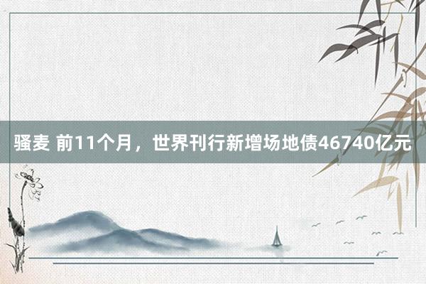 骚麦 前11个月，世界刊行新增场地债46740亿元