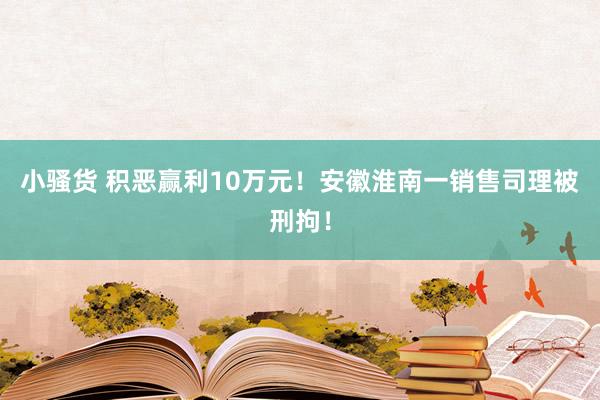 小骚货 积恶赢利10万元！安徽淮南一销售司理被刑拘！