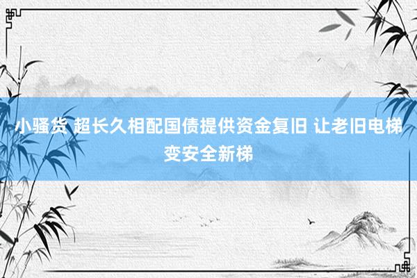 小骚货 超长久相配国债提供资金复旧 让老旧电梯变安全新梯