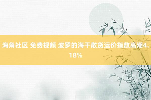 海角社区 免费视频 波罗的海干散货运价指数高潮4.18%