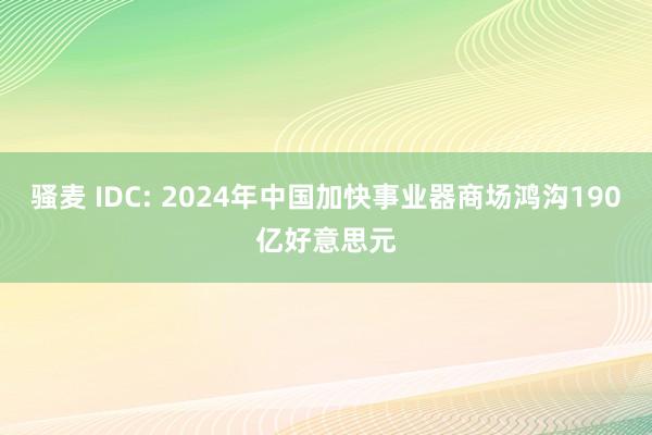 骚麦 IDC: 2024年中国加快事业器商场鸿沟190亿好意思元