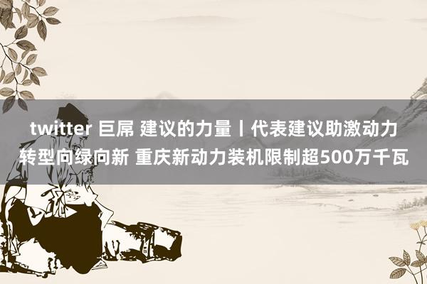 twitter 巨屌 建议的力量丨代表建议助激动力转型向绿向新 重庆新动力装机限制超500万千瓦